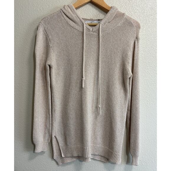 Harper Lane Women’s Size S Cream Knit Hoodie Sweater Fisherman Nautical Preppy - Picture 1 of 11